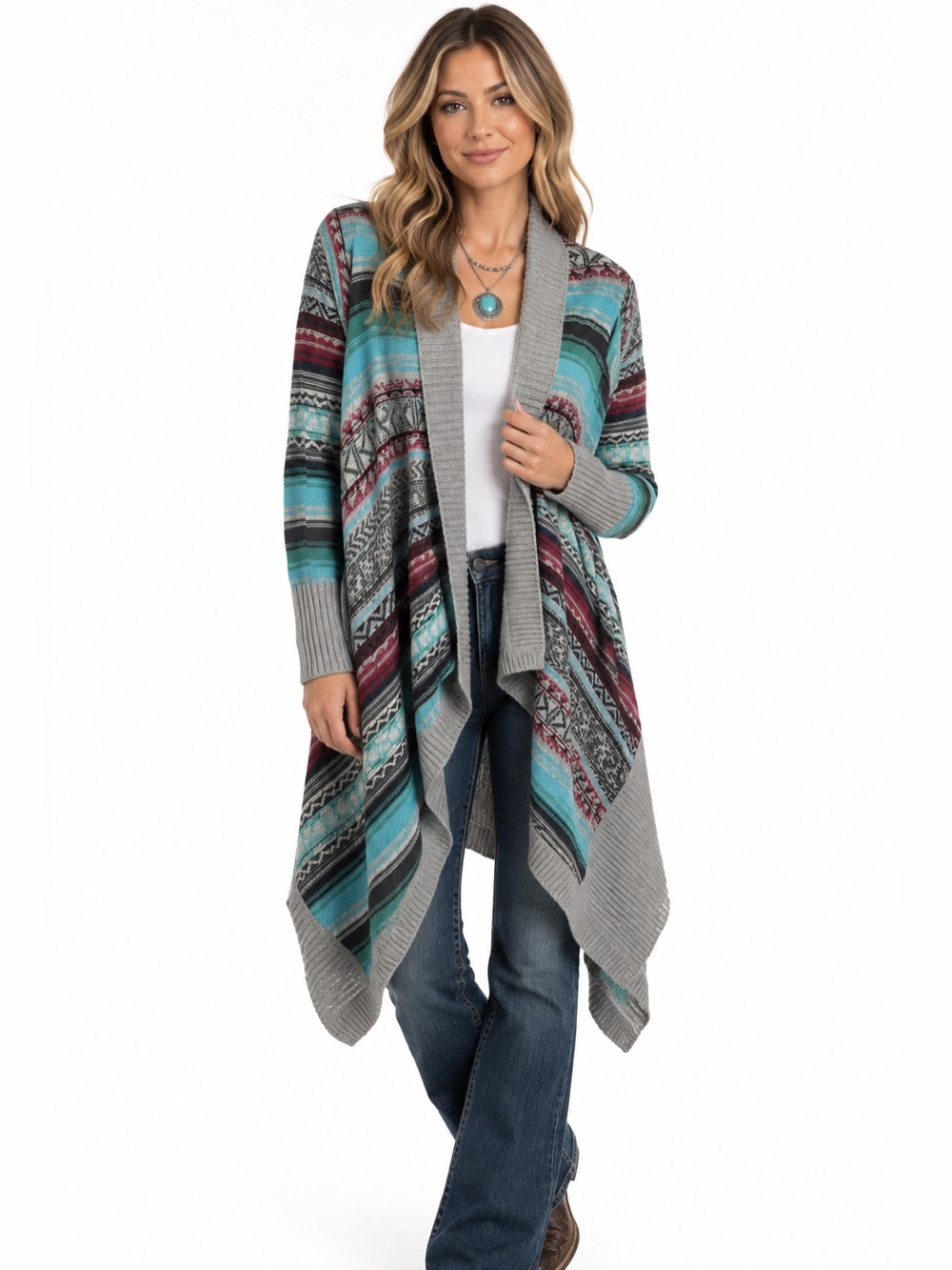 Stetson Southwestern Aztec Waterfall Cardigan Womenâs S